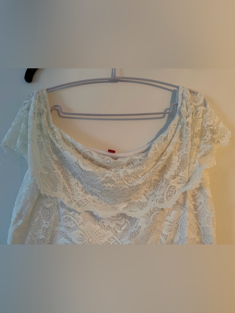 Guess White Floral Lace Off Shoulder Dress